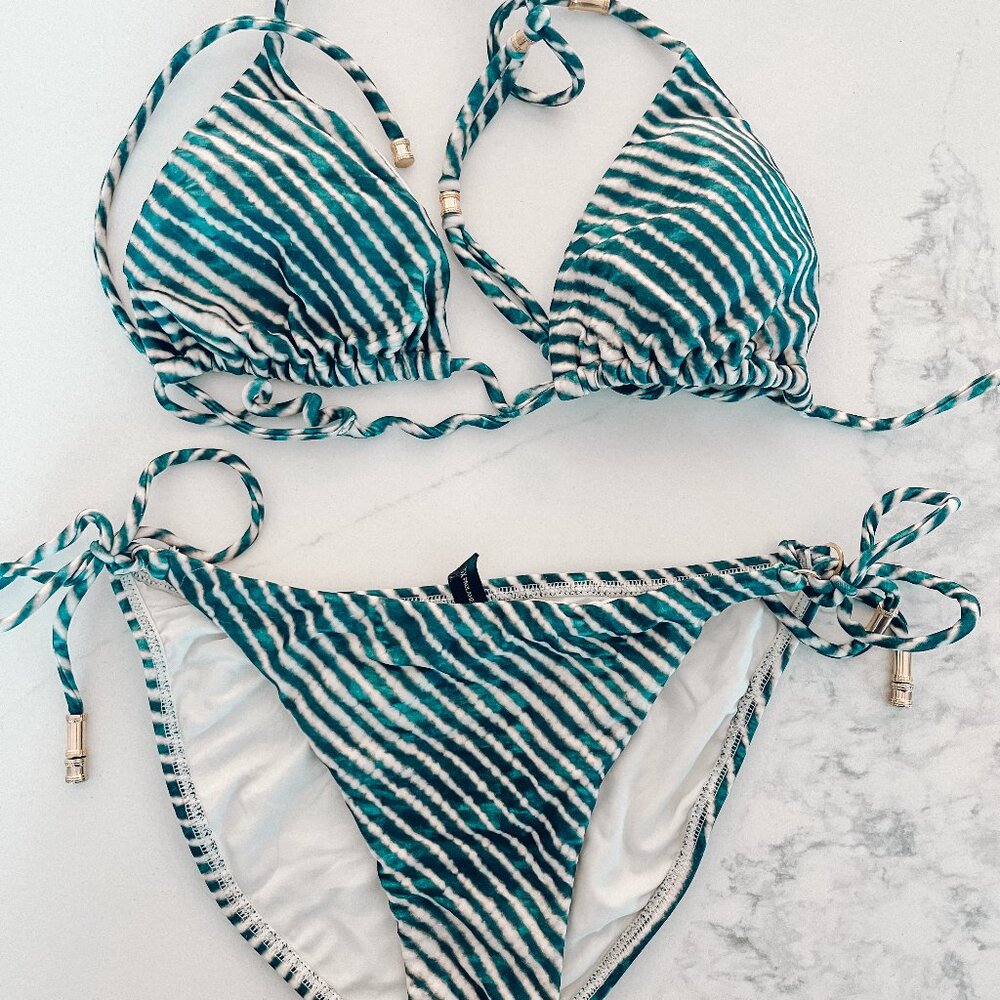 Vix Paula Hermanny Corales T back Tri Top Bikini Set Size Small